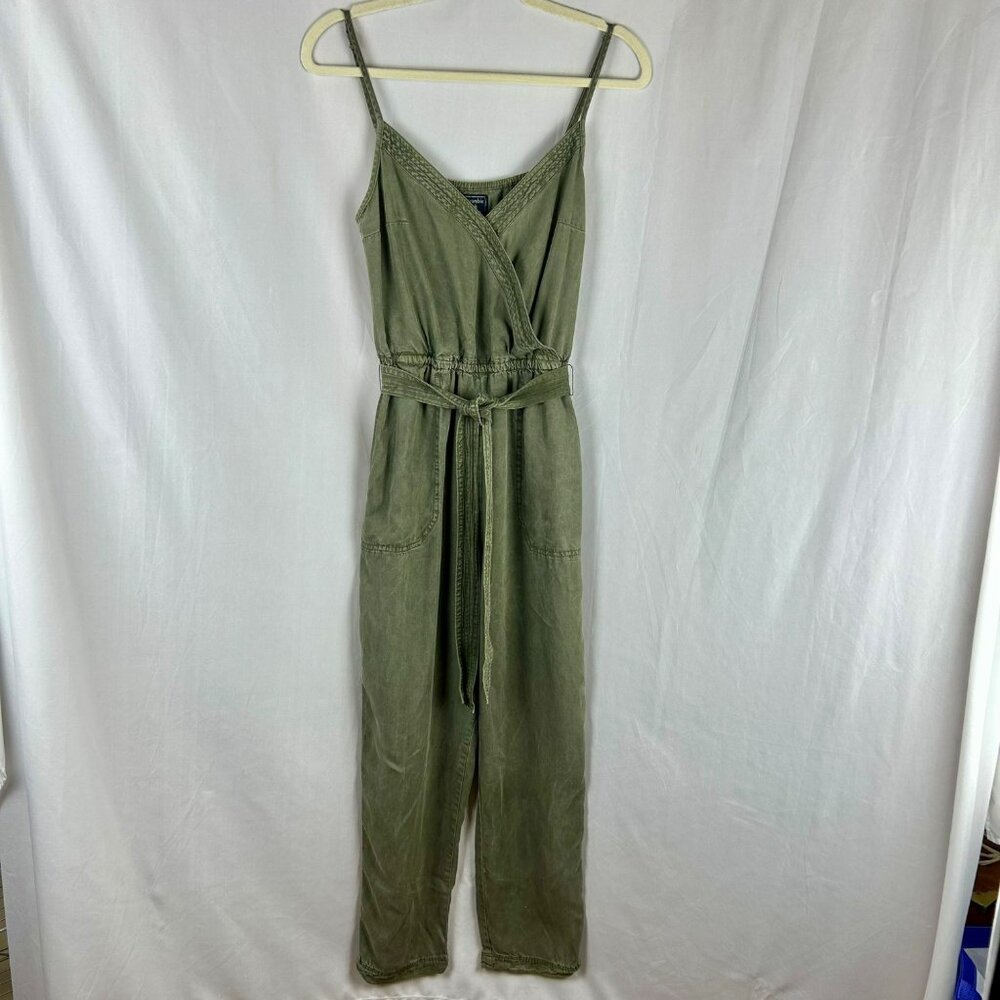 Olive V-Neck Tie-Waist Jumpsuit - Picture 4 of 14